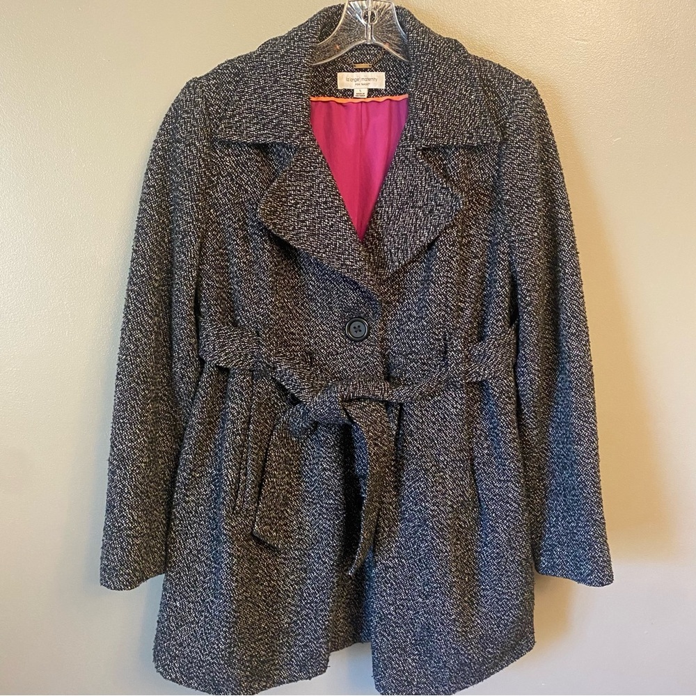 Liz Lange Maternity Tweed Lined Pea Coat Large Wool blend Target